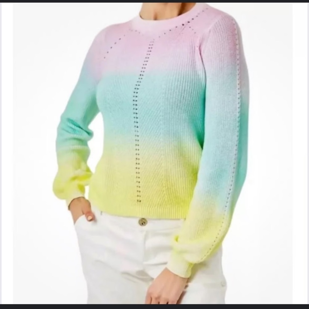 Lilly Pulitzer ombre spray yellow blue 
RITZANNA SWEATER knit casual fall $200